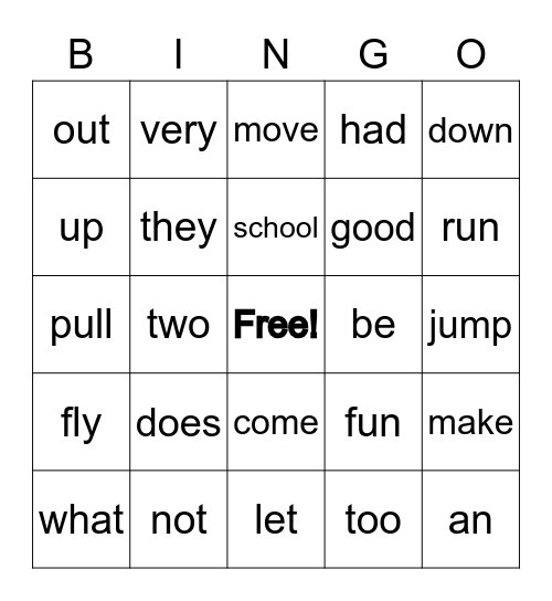 1st G - Block 1 Bingo Card