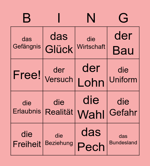 B1.1 KV 2 K 3 S 1 Definitionen Bingo Card