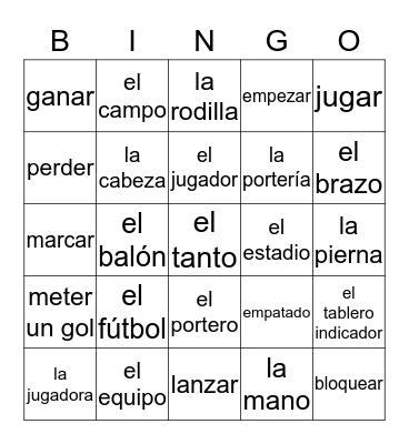 los deportes- el fútbol Bingo Card