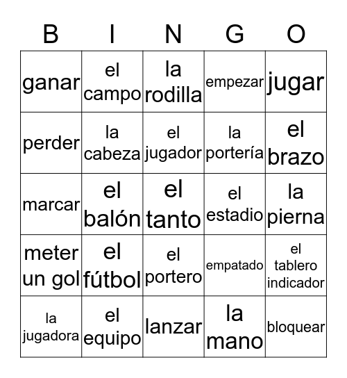 los deportes- el fútbol Bingo Card