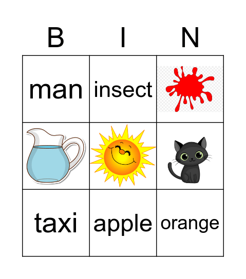 Word Bingo Card