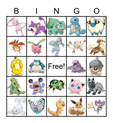 Pokemon Bingo Card