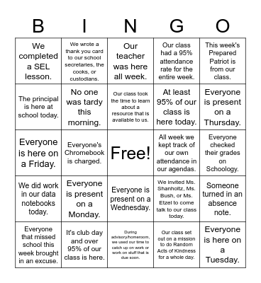 Patriot PRIDE Bingo Card