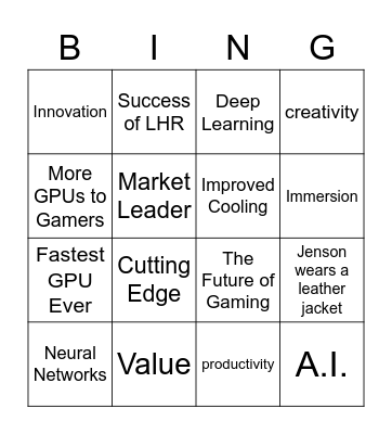 Nvidia Special Event Bingo Card