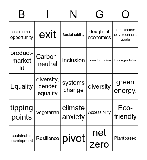 Green Buzzword Bingo Card
