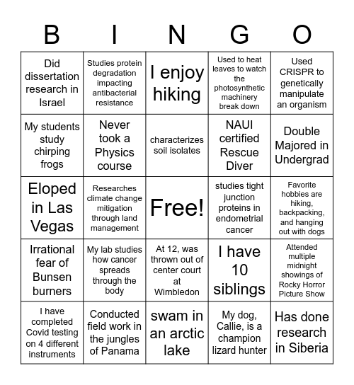 Sweet Treats Bingo Card