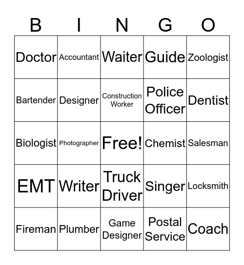 CAREERS Bingo Card