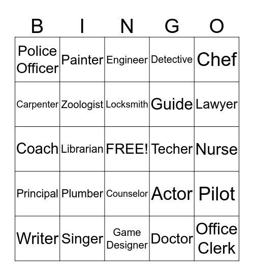 CAREERS Bingo Card