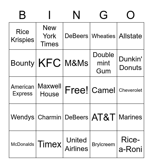 Guess the Product Bingo Card