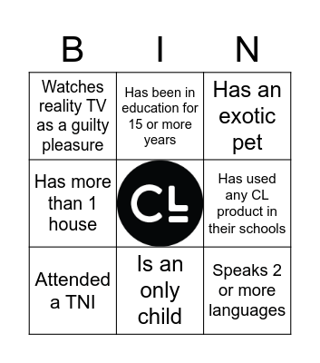 CL Bingo- NCSM Staff Bingo Card