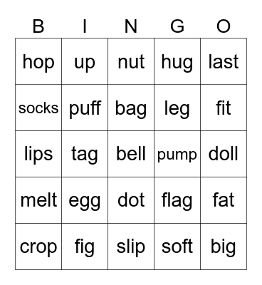 g - o - u- l - f - b Bingo Card