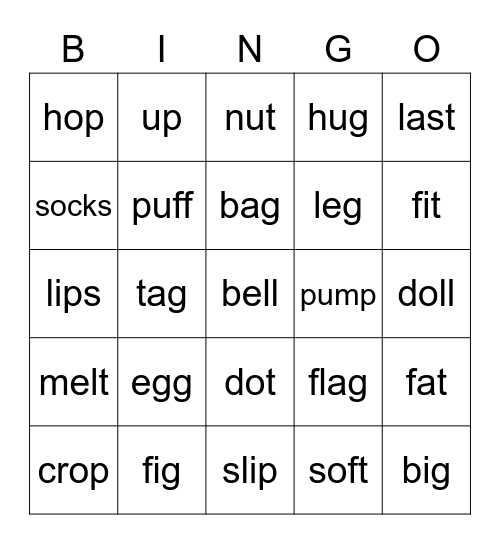 g - o - u- l - f - b Bingo Card