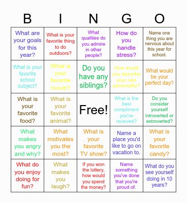 Get to Know You Bingo Card