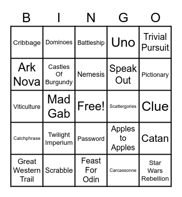 32 - Board Games Bingo Card