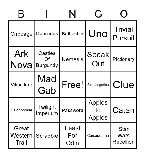 32 - Board Games Bingo Card