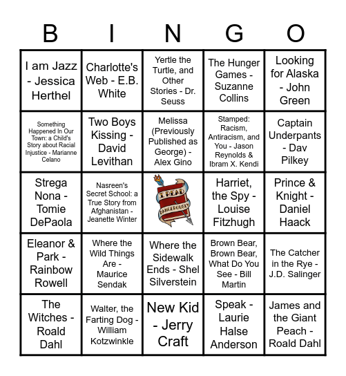 Banned Books Bingo Card