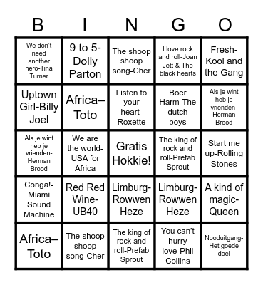 OSC Muziekbingo Card