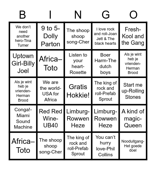 OSC Muziekbingo Card