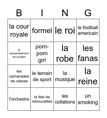 la fete des retrouvailles Bingo Card