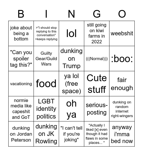 Rioposting bingo Card