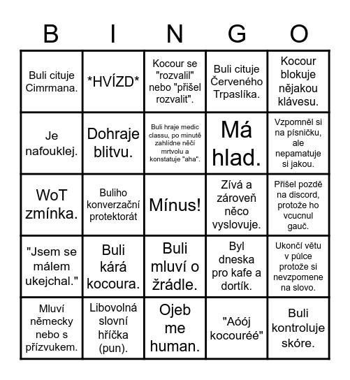 BULINGO for Shatterline Bingo Card