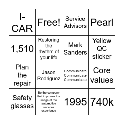 Caliber Trivia Bingo Card