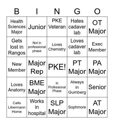 PKE Bingo Card