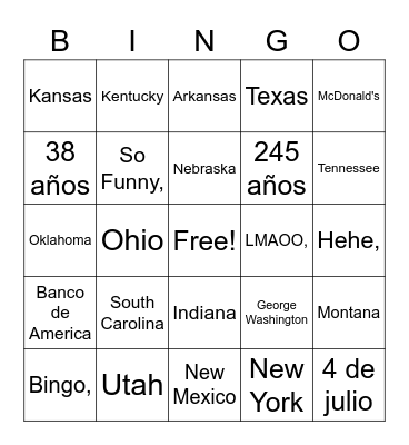 blank Bingo Card