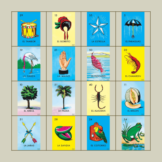 Lotería Bingo Card