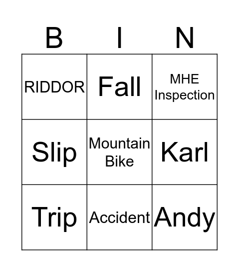 H&S Bingo West Hallam Bingo Card