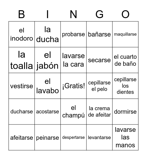 La rutina diaria Bingo Card