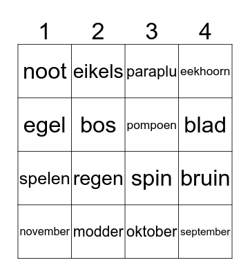 Bingo kaart lagere school Bingo Card