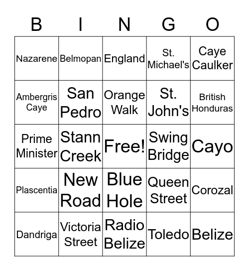 This Is My Belize Bingo Card