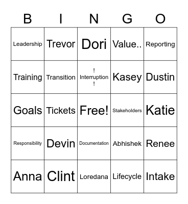 PMO Transition Bingo Card