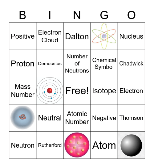 Atoms Review Bingo Card