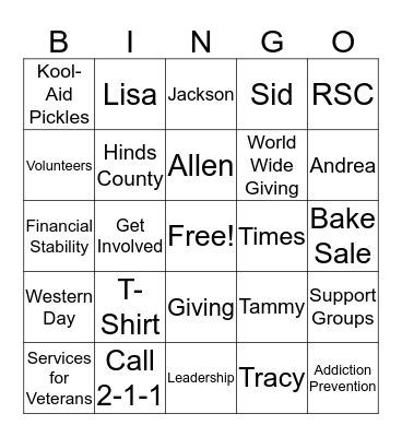 United Way 2016 Campaign Bingo Card