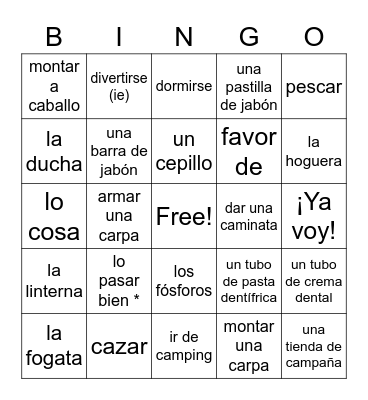 Vocabulary 11.2 Bingo Card