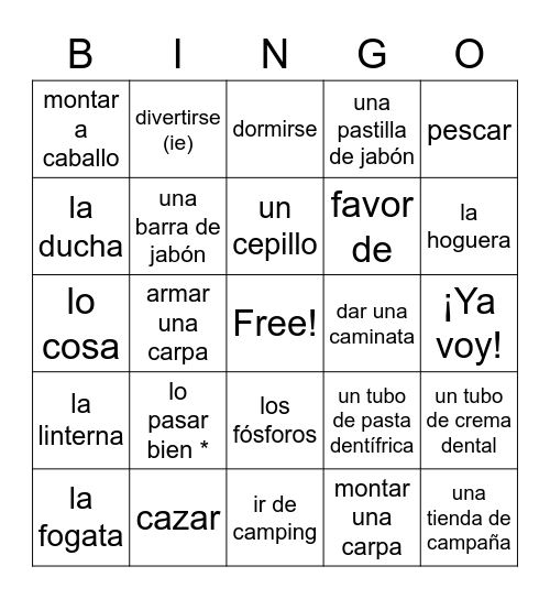 Vocabulary 11.2 Bingo Card