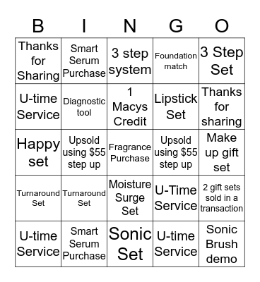 Clinique Bingo Card