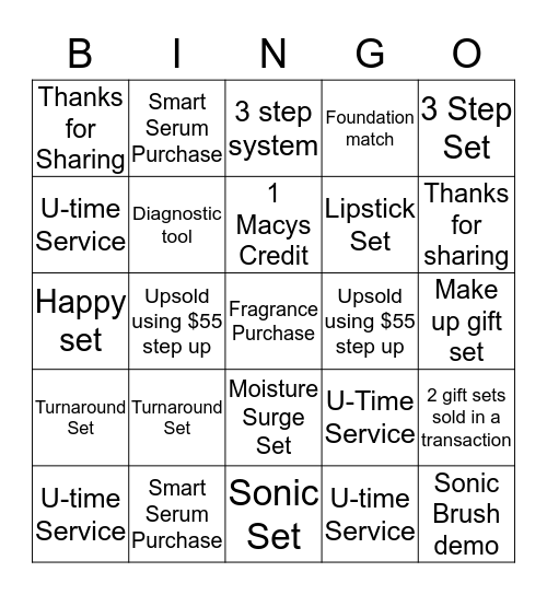 Clinique Bingo Card
