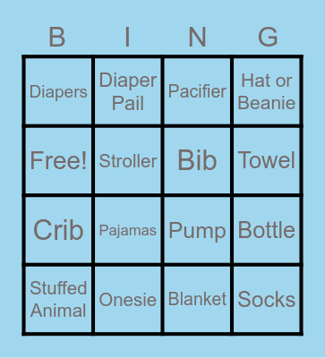 Baby Bingo! Bingo Card