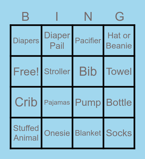 Baby Bingo! Bingo Card