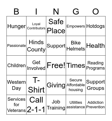 United Way 2016 Campaign Bingo Card