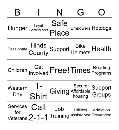 United Way 2016 Campaign Bingo Card