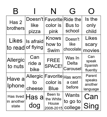 Delta Academy Bingo Card