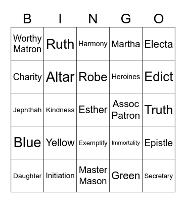 OES Bingo Card