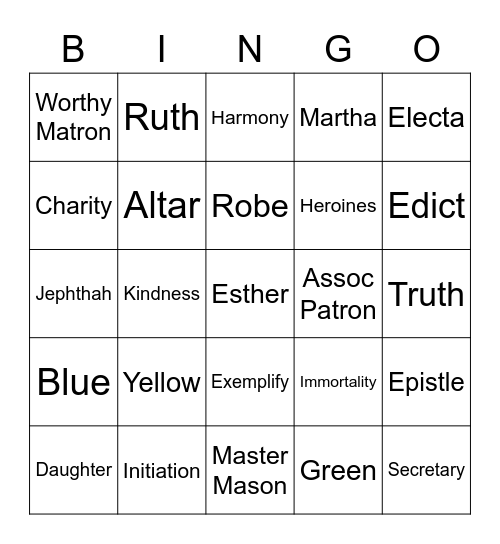 OES Bingo Card