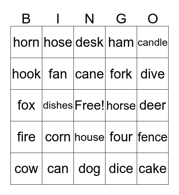 Word Work C D F H Bingo Card