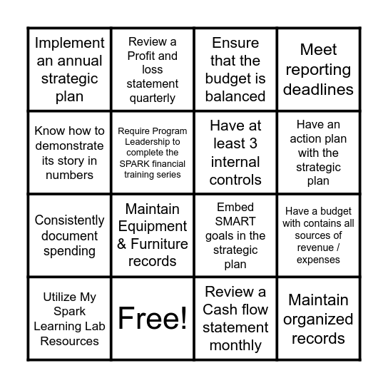 Does your program..... Bingo Card