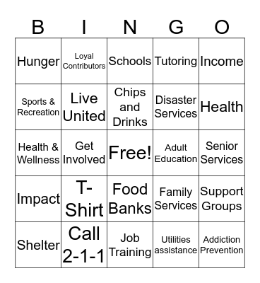 United Way 2016 Campaign Bingo Card